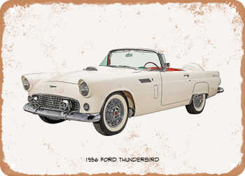 1956 Ford Thunderbird Oil Painting - Rusty Look Metal Sign