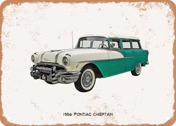 1956 Pontiac Chieftain Oil Painting - Rusty Look Metal Sign