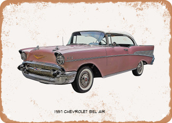 1957 Chevrolet Bel Air Sand Oil Painting - Rusty Look Metal Sign