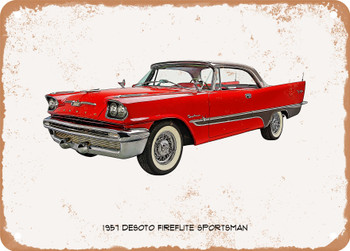 1957 Desoto Fireflite Sportsman Oil Painting - Rusty Look Metal Sign