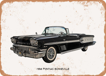 1958 Pontiac Bonneville Oil Painting - Rusty Look Metal Sign