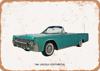 1961 Lincoln Continental Oil Painting - Rusty Look Metal Sign