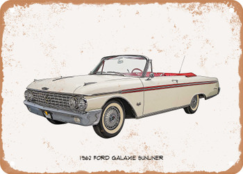 1962 Ford Galaxie Sunliner Oil Painting - Rusty Look Metal Sign
