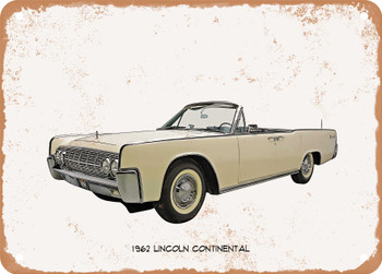 1962 Lincoln Continental Oil Painting - Rusty Look Metal Sign