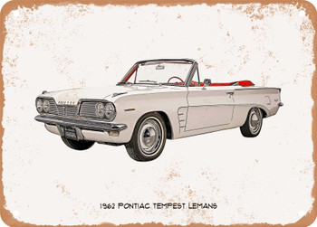 1962 Pontiac Tempest Lemans Oil Painting - Rusty Look Metal Sign