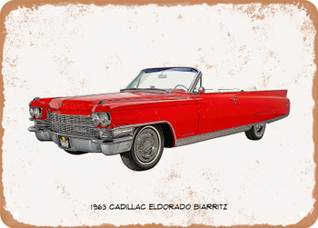 1963 Cadillac Eldorado Biarritz Oil Painting - Rusty Look Metal Sign