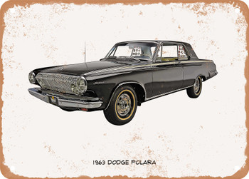 1963 Dodge Polara Oil Painting  - Rusty Look Metal Sign