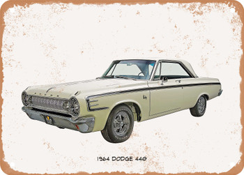 1964 Dodge 440 Oil Painting - Rusty Look Metal Sign