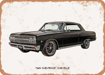 1965 Chevrolet Chevelle Oil Painting - Rusty Look Metal Sign