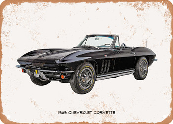 1965 Chevrolet Corvette Oil Painting - Rusty Look Metal Sign