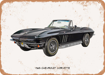 1965 Chevrolet Corvette Oil Painting  2 - Rusty Look Metal Sign
