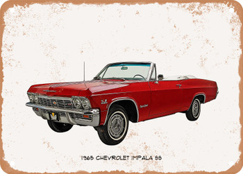1965 Chevrolet Impala SS Oil Painting - Rusty Look Metal Sign
