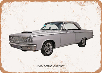 1965 Dodge Coronet Oil Painting - Rusty Look Metal Sign