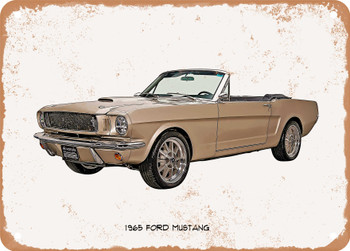 1965 Ford Mustang Oil Painting 2 - Rusty Look Metal Sign