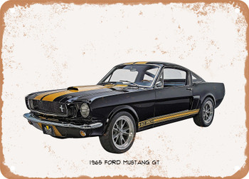 1965 Ford Mustang GT Oil Painting - Rusty Look Metal Sign