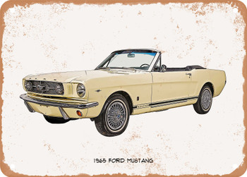 1965 Ford Mustang Oil Painting - Rusty Look Metal Sign