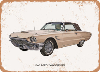 1965 Ford Thunderbird Oil Painting - Rusty Look Metal Sign