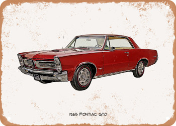 1965 Pontiac GTO Oil Painting 3 - Rusty Look Metal Sign