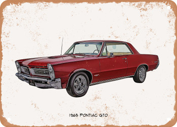 1965 Pontiac GTO Oil Painting  - Rusty Look Metal Sign