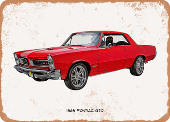 1965 Pontiac GTO Oil Painting 2 - Rusty Look Metal Sign