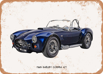 1965 Shelby Cobra 427 Oil Painting - Rusty Look Metal Sign