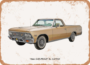 1966 Chevrolet El Camino Oil Painting - Rusty Look Metal Sign