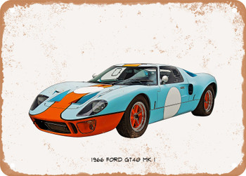 1966 Ford GT40 Mk 1 Oil Painting  - Rusty Look Metal Sign