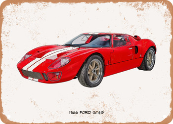 1966 Ford GT40 Oil Painting - Rusty Look Metal Sign