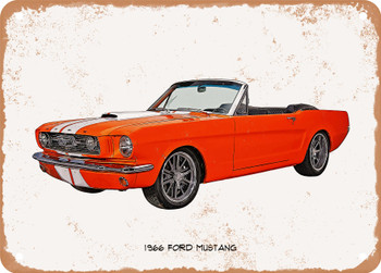 1966 Ford Mustang Oil Painting  - Rusty Look Metal Sign