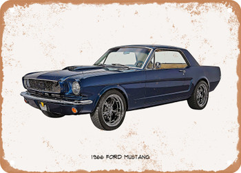 1966 Ford Mustang Oil Painting   - Rusty Look Metal Sign