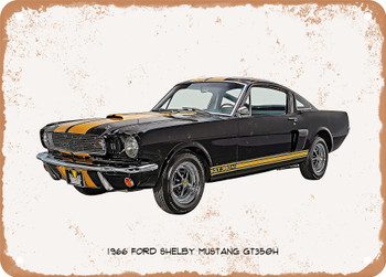 1966 Ford Shelby Mustang GT350H Oil Painting - Rusty Look Metal Sign