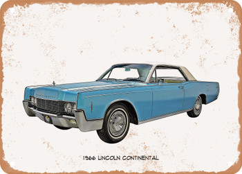 1966 Lincoln Continental Oil Painting - Rusty Look Metal Sign