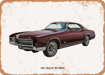 1967 Buick Riviera Oil Painting - Rusty Look Metal Sign