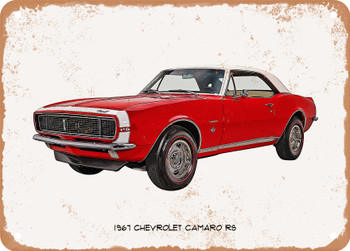 1967 Chevrolet Camaro RS Oil Painting - Rusty Look Metal Sign