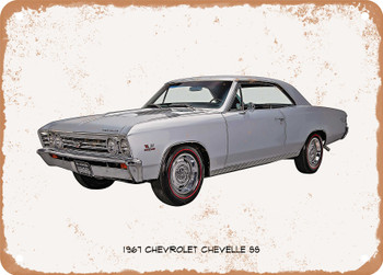 1967 Chevrolet Chevelle SS Oil Painting   - Rusty Look Metal Sign