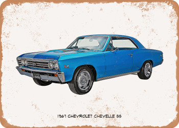 1967 Chevrolet Chevelle SS Oil Painting  2 - Rusty Look Metal Sign
