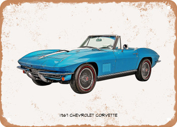 1967 Chevrolet Corvette Oil Painting - Rusty Look Metal Sign
