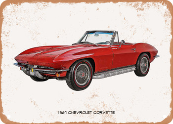 1967 Chevrolet Corvette Oil Painting 2 - Rusty Look Metal Sign