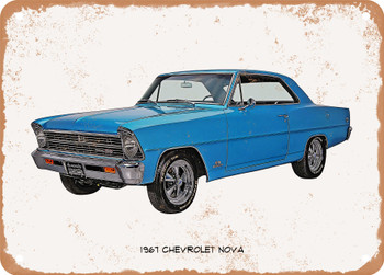 1967 Chevrolet Nova Oil Painting - Rusty Look Metal Sign