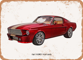 1967 Ford Mustang Oil Painting - Rusty Look Metal Sign