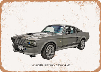 1967 Ford Mustang Eleanor GT Oil Painting - Rusty Look Metal Sign