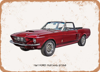 1967 Ford Mustang GT350 Oil Painting - Rusty Look Metal Sign