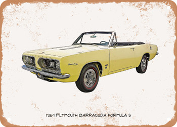 1967 Plymouth Barracuda Formula S Oil Painting - Rusty Look Metal Sign