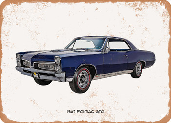 1967 Pontiac GTO Oil Painting 3 - Rusty Look Metal Sign