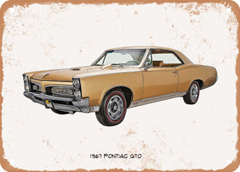 1967 Pontiac GTO Oil Painting - Rusty Look Metal Sign