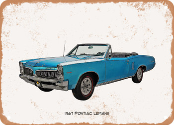 1967 Pontiac Lemans Oil Painting - Rusty Look Metal Sign