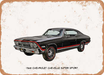 1968 Chevrolet Chevelle Super Sport Oil Painting - Rusty Look Metal Sign