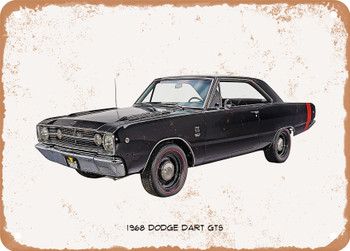 1968 Dodge Dart GTS Oil Painting - Rusty Look Metal Sign