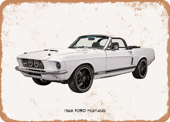 1968 Ford Mustang Oil Painting - Rusty Look Metal Sign