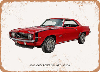 1969 Chevrolet Camaro SS L78 Oil Painting - Rusty Look Metal Sign